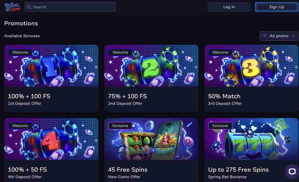 7BitCasino promotions overview screenshot