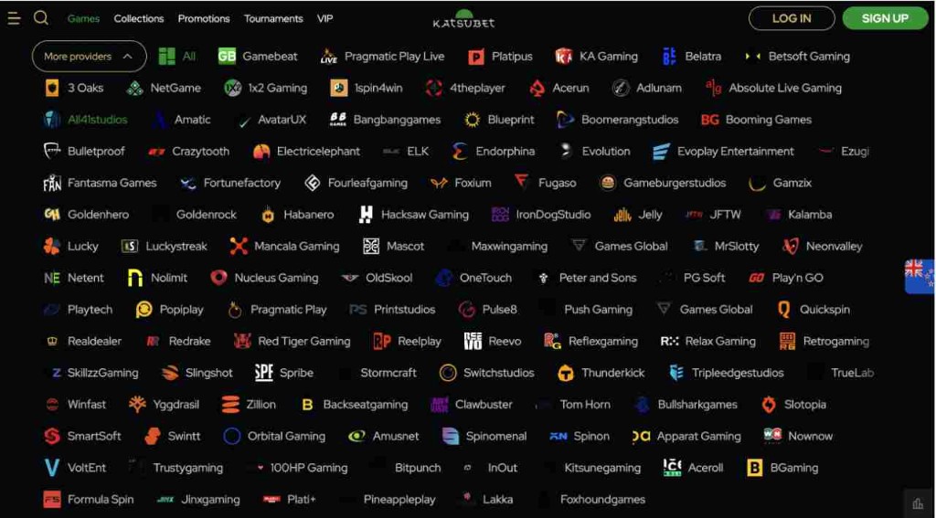 Katsubet providers screenshot