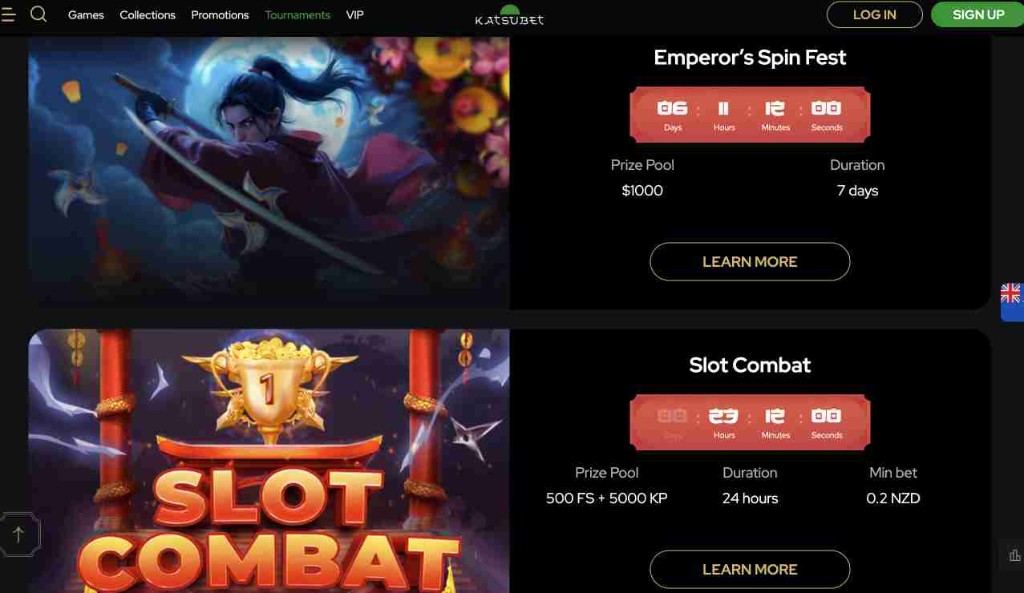 Katsubet tournaments screenshot