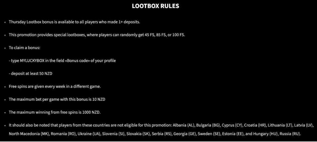 Mirax lootbox rules screenshot