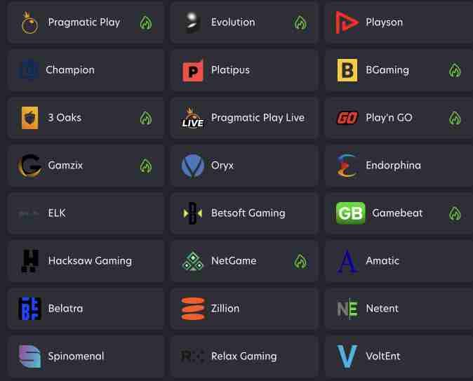 NeoSpin provider grid screenshot